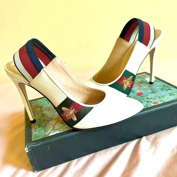 Gucci white slingback leather pumps. Worn once (indoors!) - Picture 2 of 13
